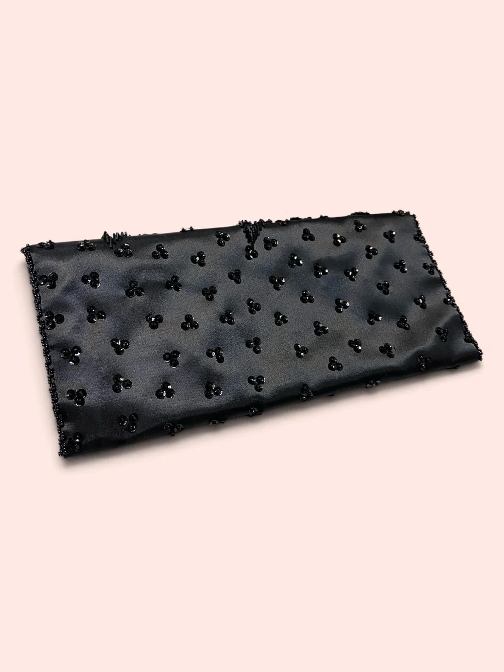 Vintage Intricately Beaded Black Clutch